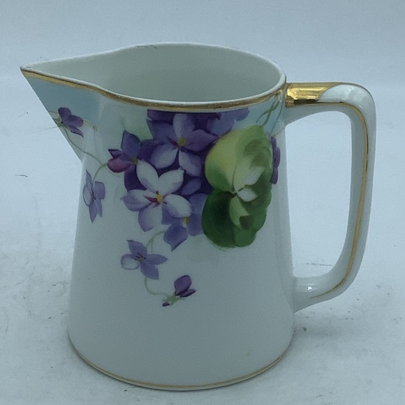 Antique Hand Painted Nippon Violets Creamer Pitcher - Picture 1 of 8